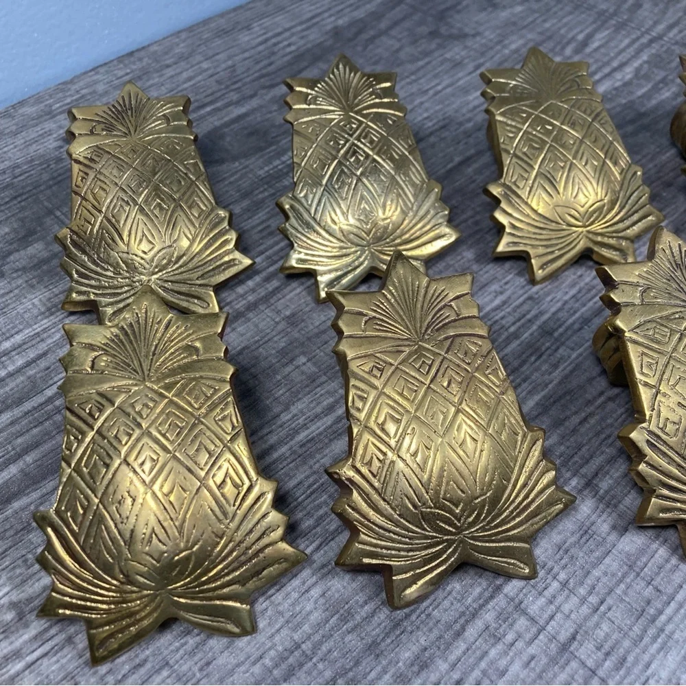 10 - Solid Brass Pineapple Napkin Rings Southern Hospitality